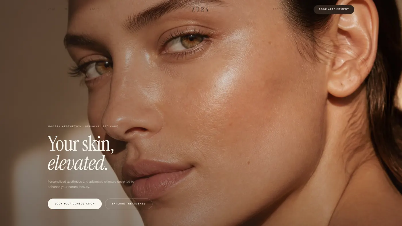 Aura Aesthetics beauty clinic website concept designed by Muse Web Studio